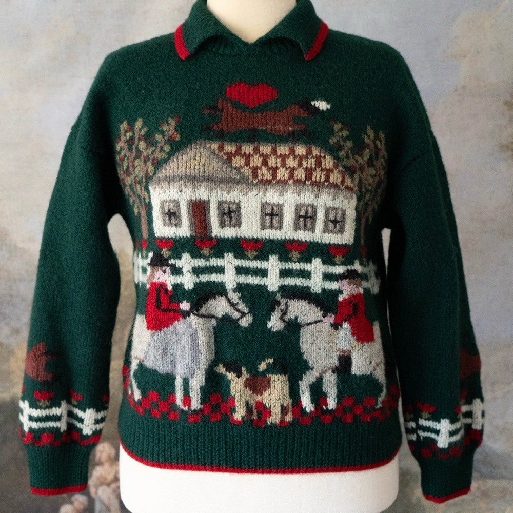 Vintage 50s Redwood and Ross Hand Knitted Wool Sweater, size XS